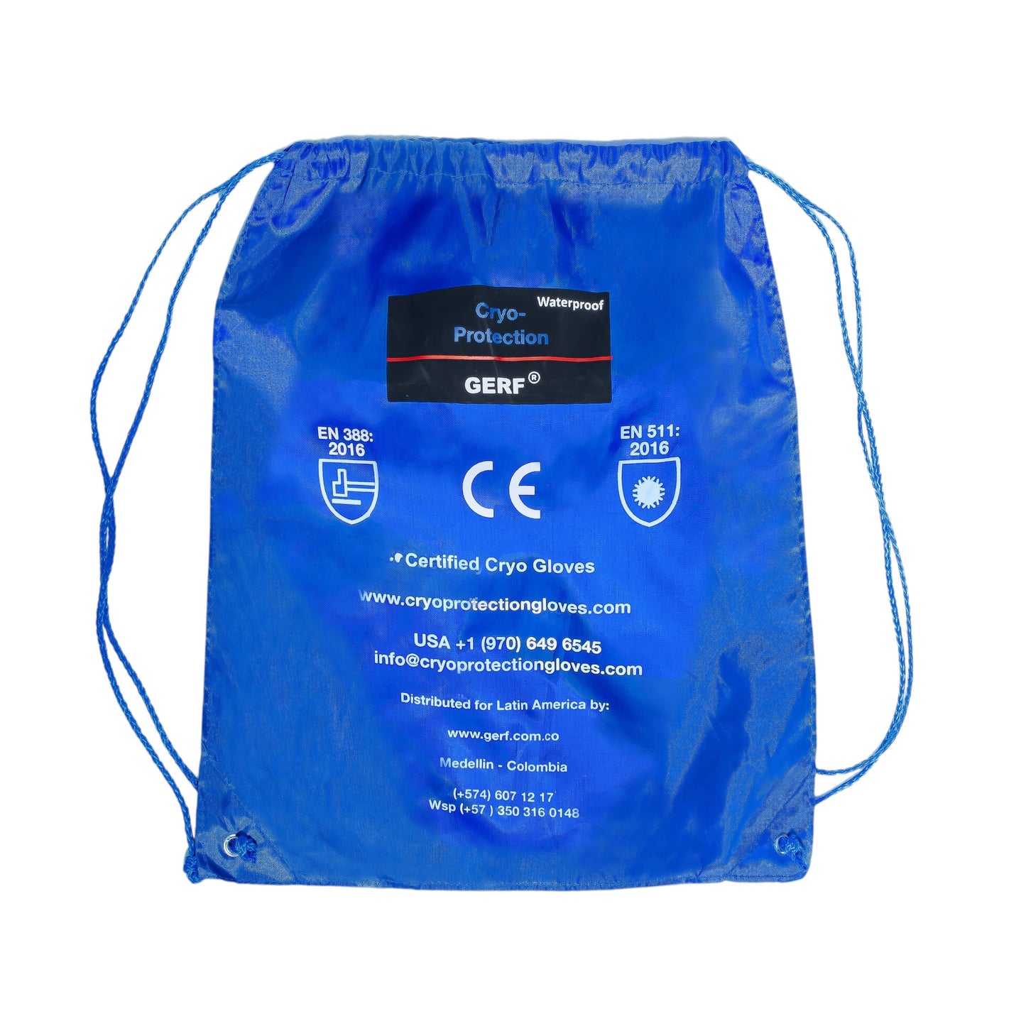 GERF® Certified Cryo Gloves, delantal de protección criogénica impermeable de doble cara, azul, con cordones, certificado CE.