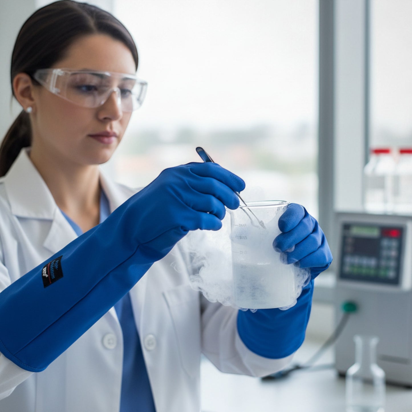 GERF® Certified Cryogenic Gloves azules impermeables de doble capa para protección contra líquidos criogénicos y salpicaduras.