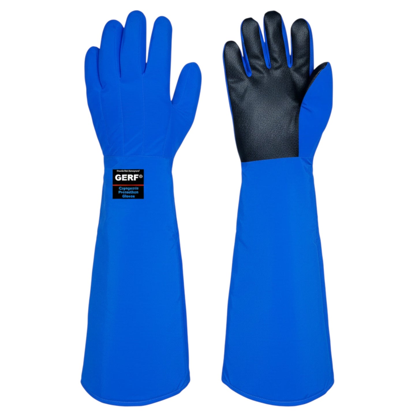 GERF® Certified Cryogenic Gloves azules de doble impermeabilidad con palma de agarre para protección contra el frío extremo.
