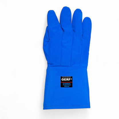 GERF® Certified Cryogenic Gloves azules de longitud media, impermeables y con agarre extra para protección contra el frío extremo.