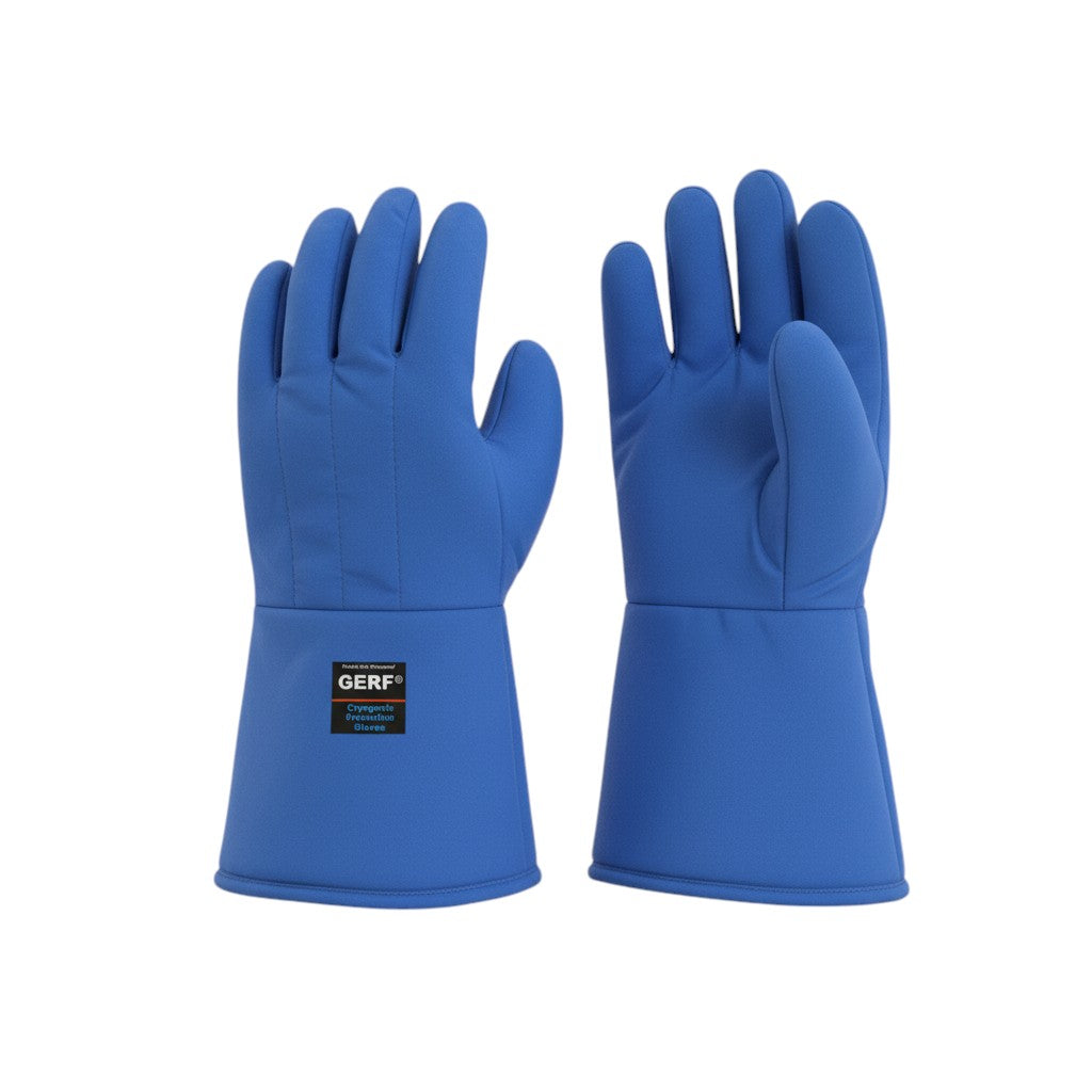 GERF® Certified Cryogenic Gloves, azules, impermeables, de longitud media para brazos, con refuerzos en pulgar e índice para mejor agarre.