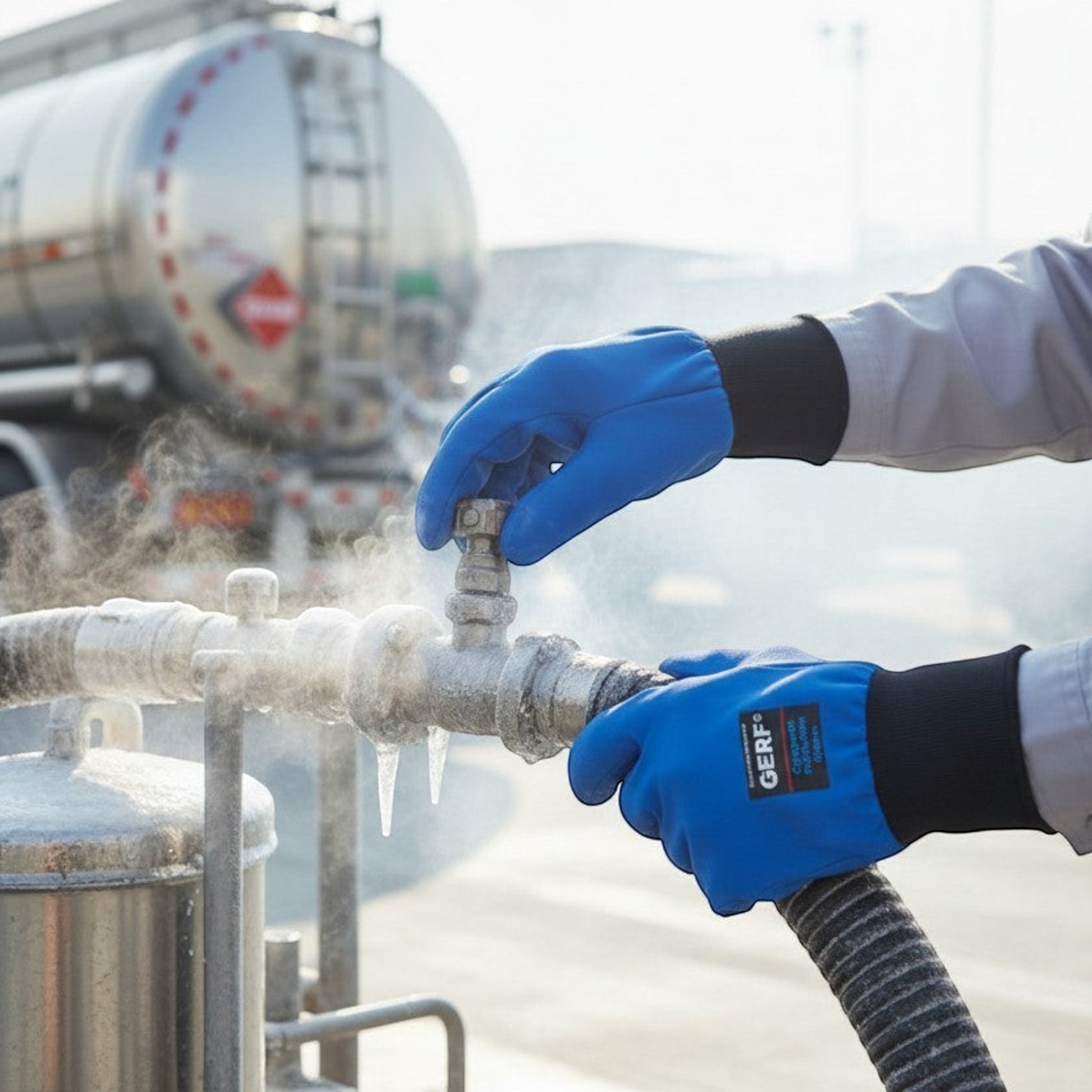 GERF® Certified Cryogenic Gloves azules de muñeca, impermeables, para protección contra temperaturas ultra bajas de hasta -196°C.